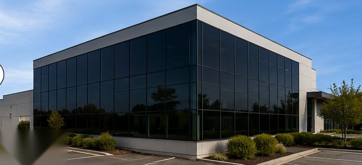Office building after window tinting
